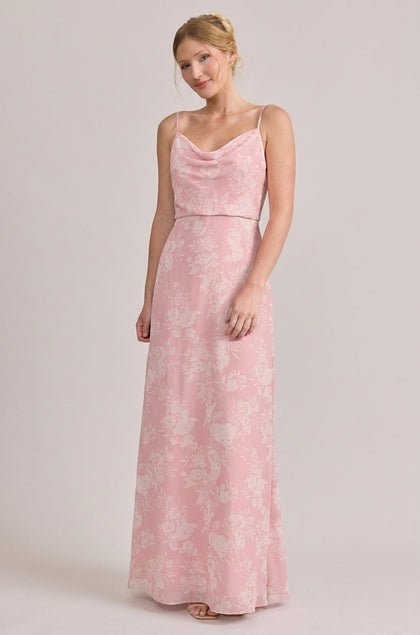 Nadia Chiffon Floral Print Dress | Made To Order | Blush Bouquet