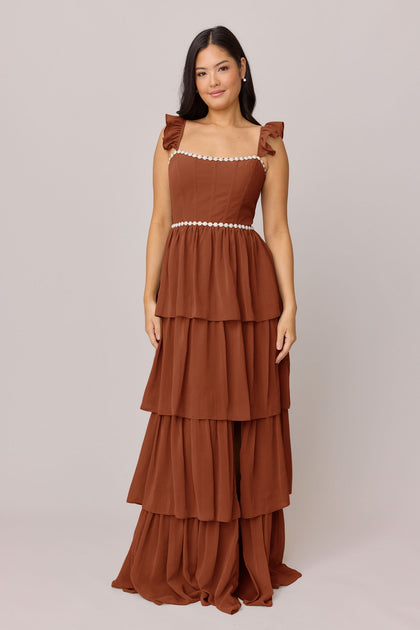 Poppy Luxe Chiffon Dress | Made To Order | Rust