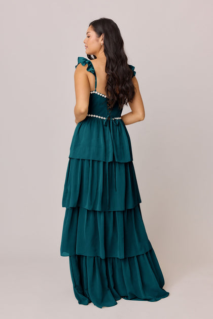 Poppy Luxe Chiffon Dress | Made To Order | Classic Emerald