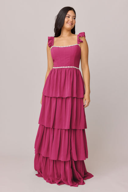 Poppy Luxe Chiffon Dress | Made To Order | Hot Pink