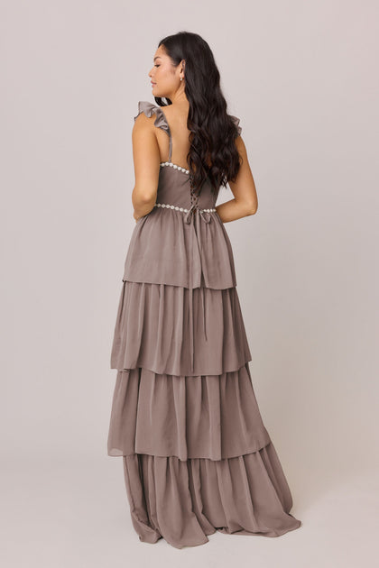 Poppy Luxe Chiffon Dress | Made To Order | Latte