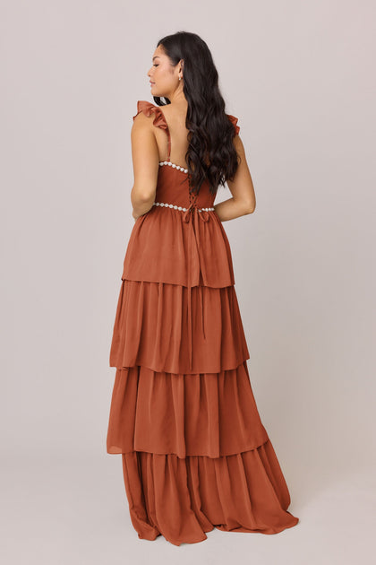 Poppy Luxe Chiffon Dress | Made To Order | Rust Orange