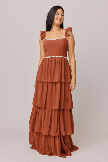 Poppy Luxe Chiffon Dress | Made To Order | Rust Orange