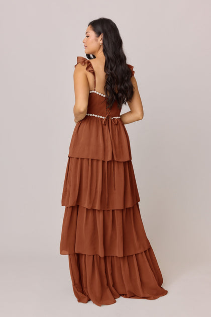 Poppy Luxe Chiffon Dress | Made To Order | Rust