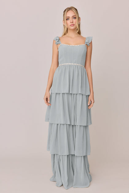 Poppy Luxe Chiffon Dress | Made To Order | Sky Blue