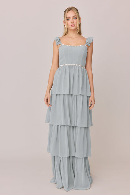 Poppy Luxe Chiffon Dress | Made To Order | Sky Blue