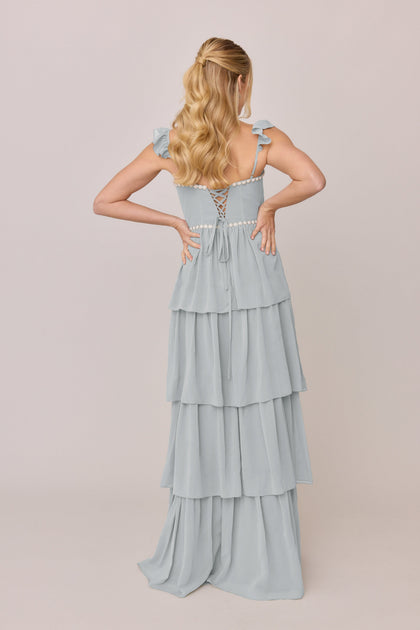 Poppy Luxe Chiffon Dress | Made To Order | Sky Blue