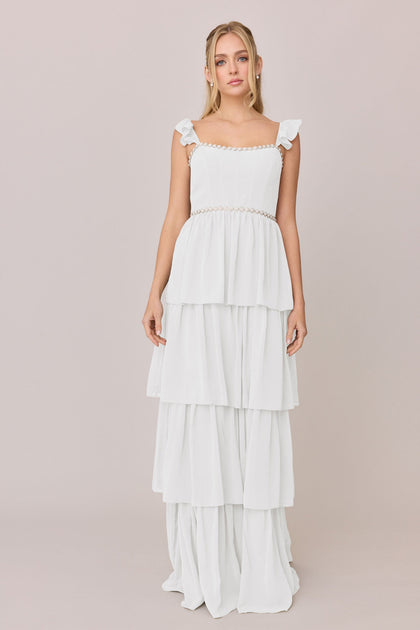 Poppy Luxe Chiffon Dress | Made To Order | White Pearl