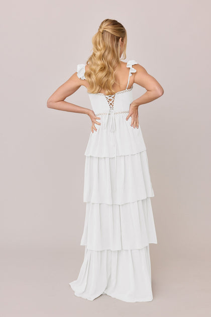 Poppy Luxe Chiffon Dress | Made To Order | White Pearl