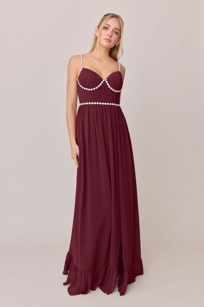Shylah Luxe Chiffon Dress | Made To Order | Cabernet