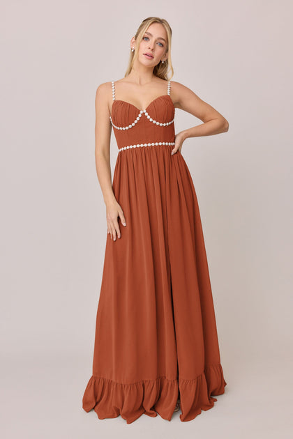 Shylah Luxe Chiffon Dress | Made To Order | Rust