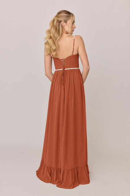 Shylah Luxe Chiffon Dress | Made To Order | Rust Orange