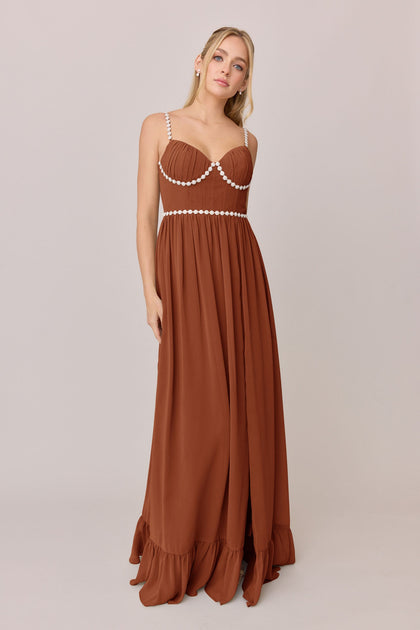 Shylah Luxe Chiffon Dress | Made To Order | Rust