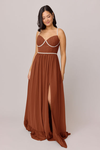 Shylah Luxe Chiffon Dress | Made To Order | Rust