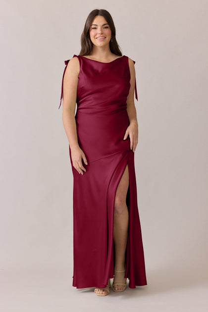 Aaliyah Satin Dress | Made To Order | Berry