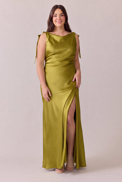 Aaliyah Satin Dress | Made To Order | Chartreuse