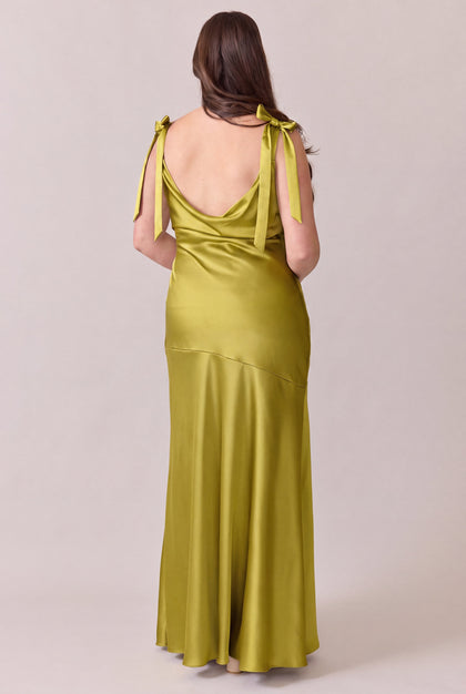 Aaliyah Satin Dress | Made To Order | Chartreuse