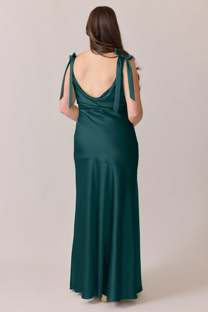 Aaliyah Satin Dress | Made To Order | Emerald