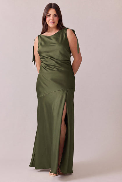 Aaliyah Satin Dress | Made To Order | Deep Olive