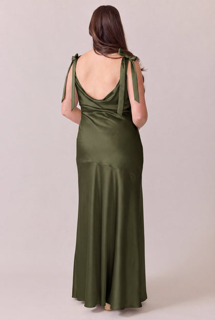 Aaliyah Satin Dress | Made To Order | Deep Olive