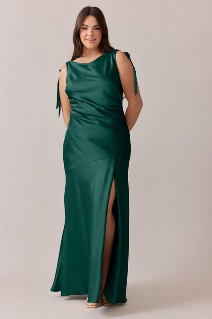 Aaliyah Satin Dress | Made To Order | Emerald