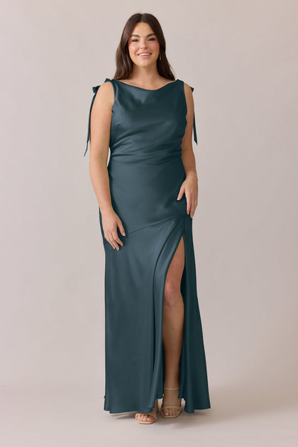 Aaliyah Satin Dress | Made To Order | Eucalyptus