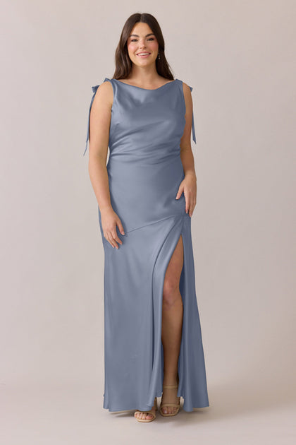 Aaliyah Satin Dress | Made To Order | French Blue