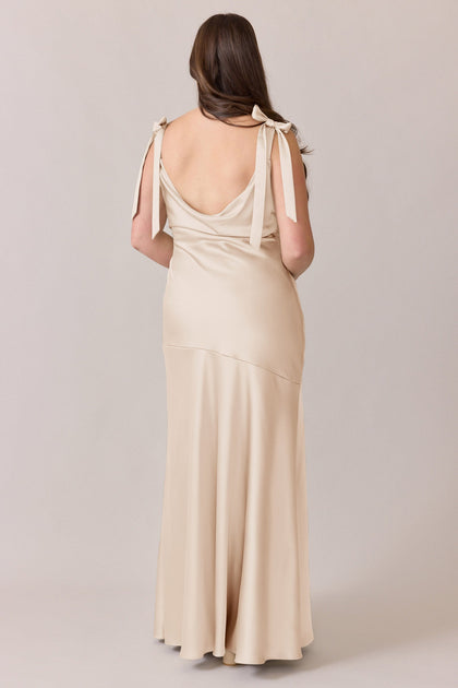Aaliyah Satin Dress | Made To Order | Gold Champagne