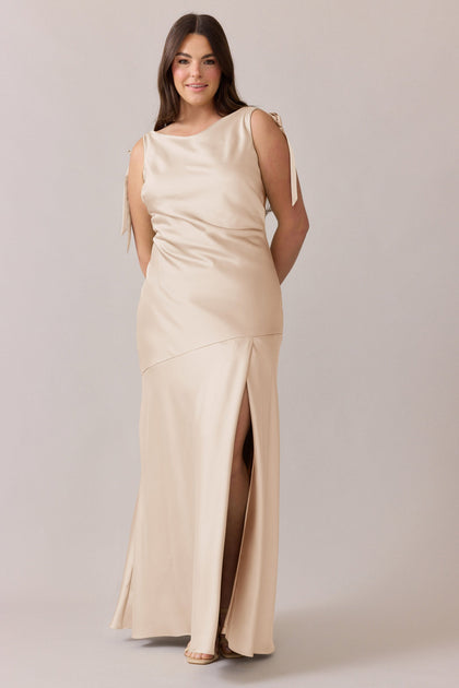 Aaliyah Satin Dress | Made To Order | Gold Champagne