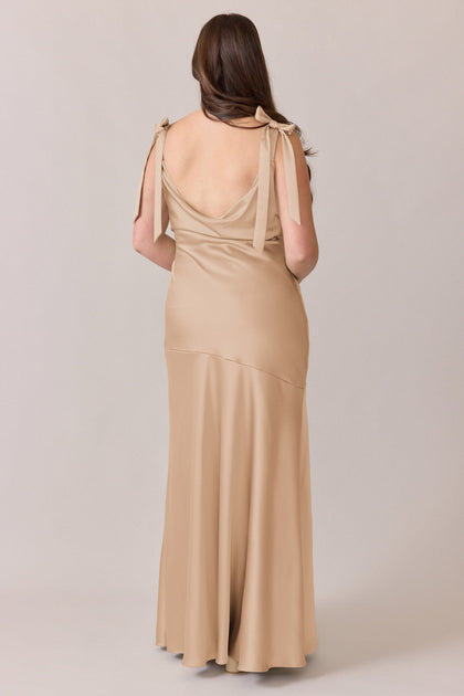 Aaliyah Satin Dress | Made To Order | Honey Beige