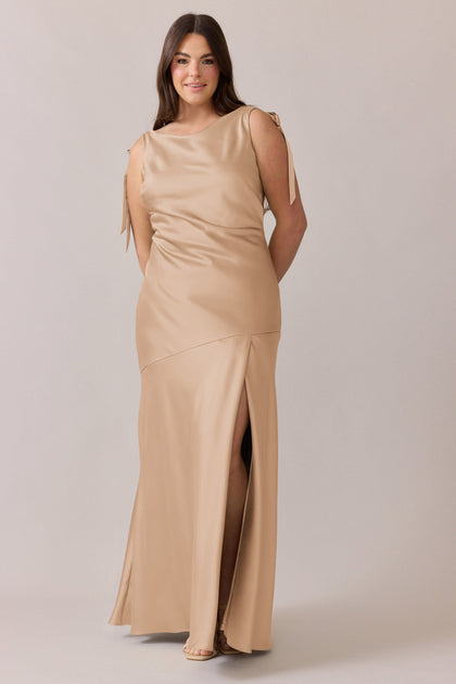 Aaliyah Satin Dress | Made To Order | Honey Beige