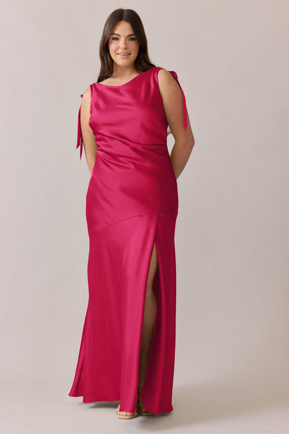 Aaliyah Satin Dress | Made To Order | Hot Pink