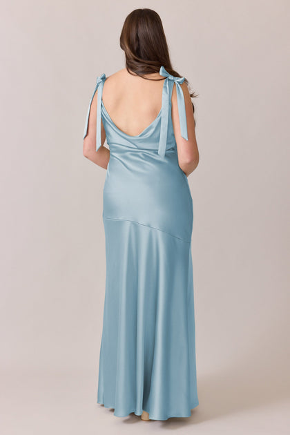 Aaliyah Satin Dress | Made To Order | Light Blue