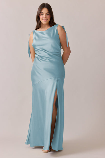 Aaliyah Satin Dress | Made To Order | Light Blue