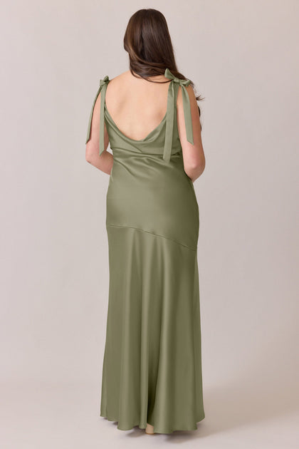 Aaliyah Satin Dress | Made To Order | Moss