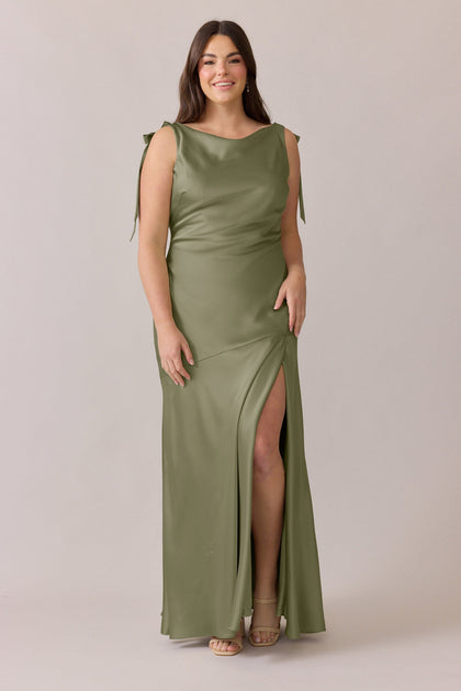 Aaliyah Satin Dress | Made To Order | Moss