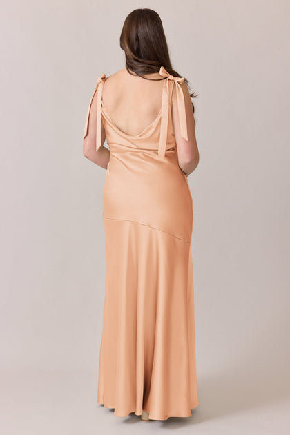 Aaliyah Satin Dress | Made To Order | Peach