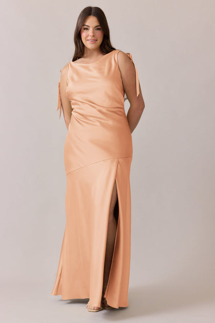 Aaliyah Satin Dress | Made To Order | Peach