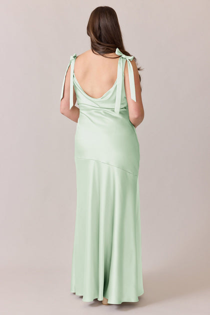 Aaliyah Satin Dress | Made To Order | Pistachio