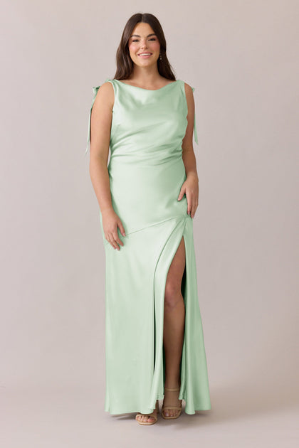 Aaliyah Satin Dress | Made To Order | Pistachio