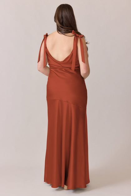 Aaliyah Satin Dress | Made To Order | Rust