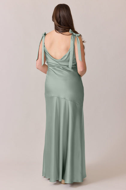 Aaliyah Satin Dress | Made To Order | Sage