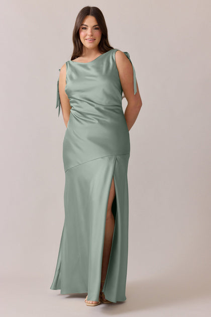 Aaliyah Satin Dress | Made To Order | Sage