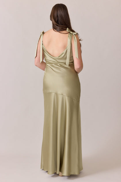 Aaliyah Satin Dress | Made To Order | Sage