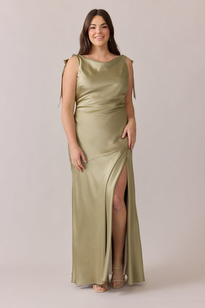 Aaliyah Satin Dress | Made To Order | Silver Sage