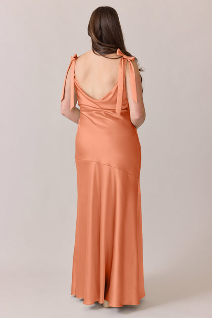 Aaliyah Satin Dress | Made To Order | Tangerine