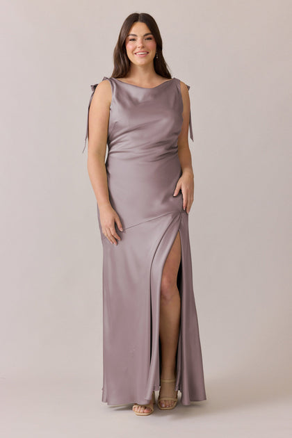 Aaliyah Satin Dress | Made To Order | Taupe