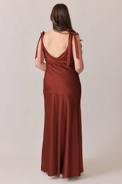 Aaliyah Satin Dress | Made To Order | Rust