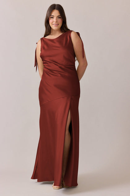 Aaliyah Satin Dress | Made To Order | Rust