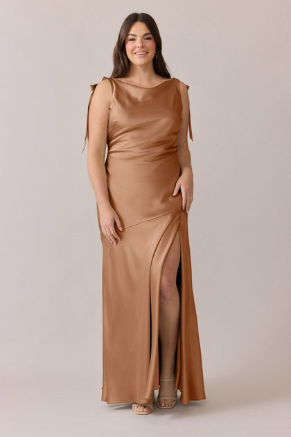 Aaliyah Satin Dress | Made To Order | Toffee